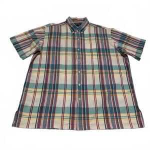 Ralph Lauren Men’s Size L Shirt Multicolor Plaid Pastel 100% Cotton Made India